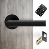 Monroe Door Lever Handle Pack - 3 Radius Cornered Hinges - Matt Black