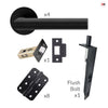 Monroe Double Door Lever Handle Pack - 8 Radius Cornered Hinges - Matt Black - Combo Handle and Accessory Pack