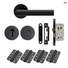 Monroe Door Lever Bathroom Handle Pack - 4 Radius Cornered Hinges - Matt Black