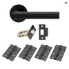 Monroe Door Lever Handle Pack - 4 Square Hinges - Matt Black