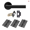 Monroe Door Lever Handle Pack - 3 Square Hinges - Matt Black