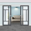 Double Sliding Door & Premium Wall Track - Eco-Urban® Morningside 5 Pane Doors DD6437G Clear Glass - 6 Colour Options