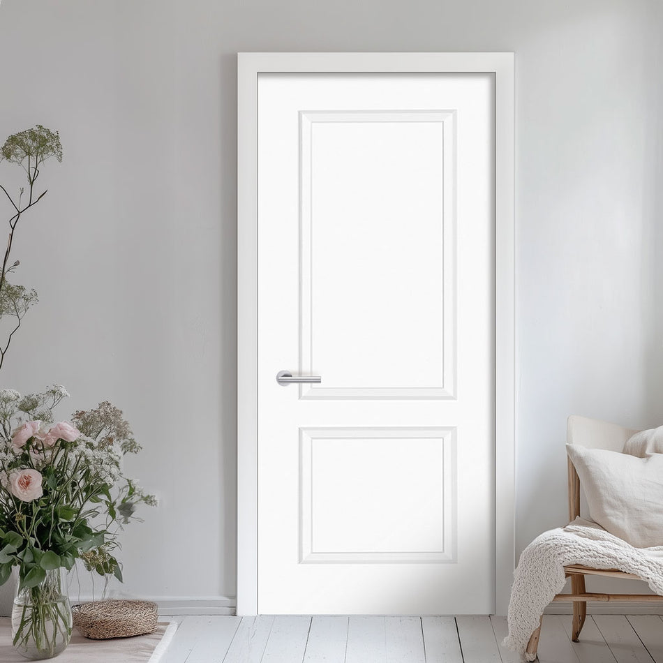 Moulded Berlin 2 Panel White Internal Door - Prefinished