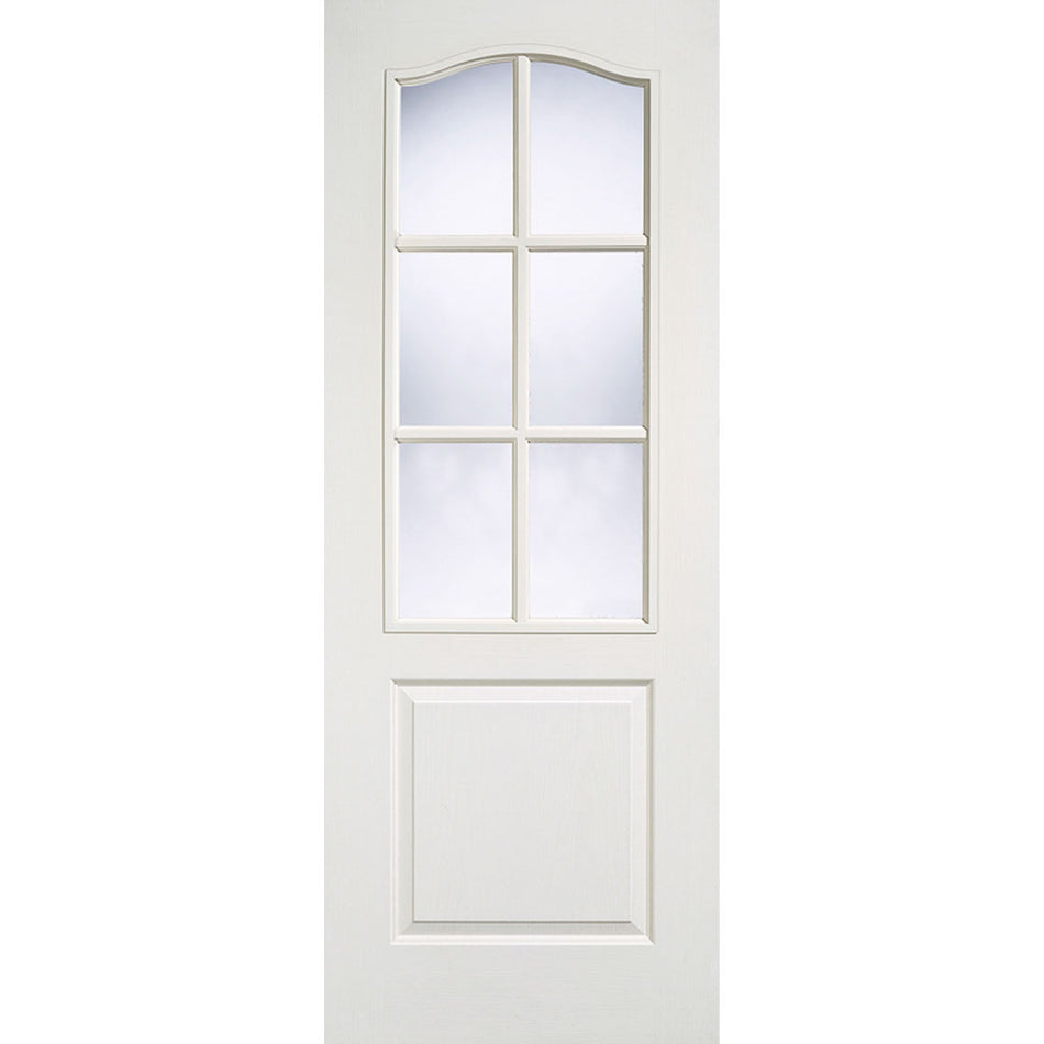 Moulded Classical 6 Pane White Primed Internal Door - Clear Glass