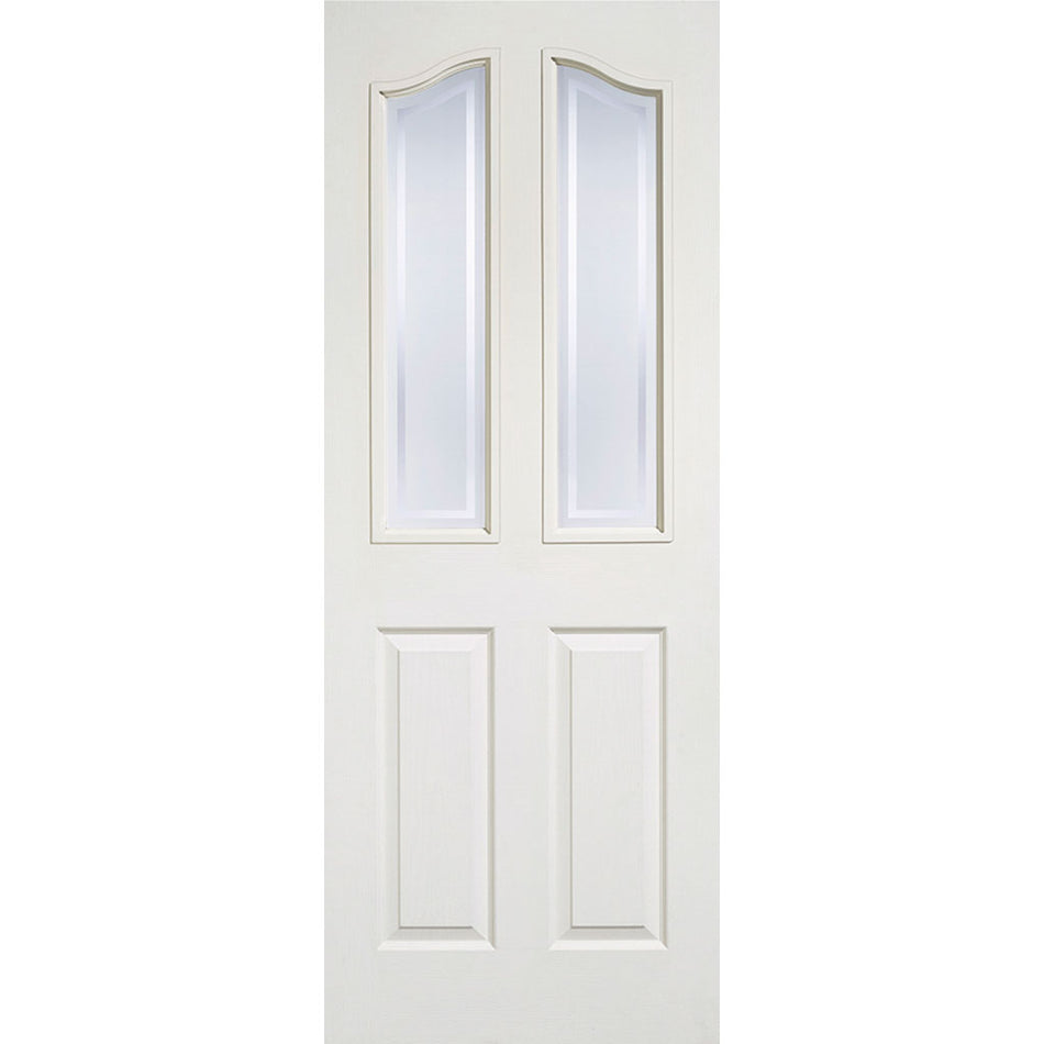 Moulded Mayfair 2 Pane White Primed Internal Door - Frosted Glass Clear Lines