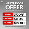 SpaceEasi Top Mounted Black Folding Track & Double Door - Eco-Urban® Sheffield 5 Panel Solid Wood Door DD6312 - Premium Primed Colour Options