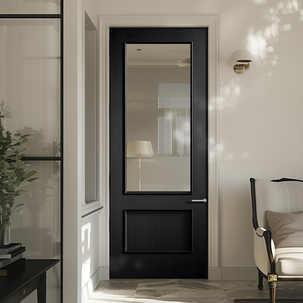 Murcia Black Panel Internal Door - Clear Glass - Prefinished