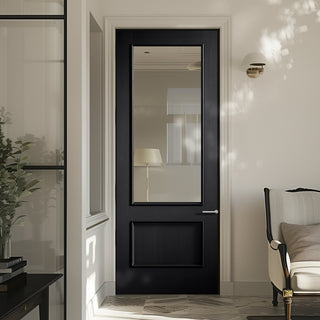 Image: Murcia Black Panel Internal Door - Clear Glass - Prefinished