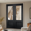 Murcia Black Panel Internal Door Pair - Clear Glass - Prefinished