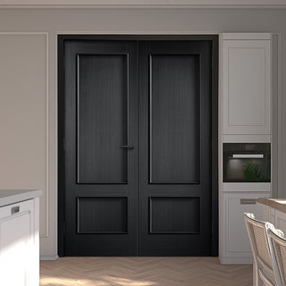 Image: Murcia Black Panel Internal Door Pair - Prefinished