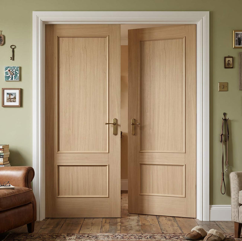 Murcia Oak Panel Internal Door Pair - Prefinished