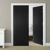 J B Kind Laminates Aria Black Coloured Fire Internal Door Pair - 1/2 Hour Fire Rated - Prefinished