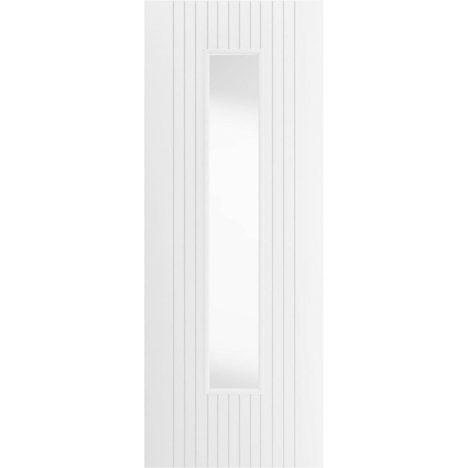 EasiKit Internal Door and Frame Kit - J B Kind Aria White Primed Flush Internal Door - Clear Glass