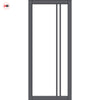 Milano Solid Wood Internal Door UK Made  DD0101F Frosted Glass - Stormy Grey Premium Primed - Urban Lite® Bespoke Sizes