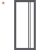 Milano Solid Wood Internal Door UK Made  DD0101C Clear Glass - Stormy Grey Premium Primed - Urban Lite® Bespoke Sizes