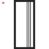 Bella Solid Wood Internal Door Pair UK Made DD0103C Clear Glass - Shadow Black Premium Primed - Urban Lite® Bespoke Sizes