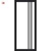 Bella Solid Wood Internal Door UK Made  DD0103C Clear Glass - Shadow Black Premium Primed - Urban Lite® Bespoke Sizes