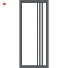Bella Solid Wood Internal Door UK Made  DD0103C Clear Glass - Stormy Grey Premium Primed - Urban Lite® Bespoke Sizes