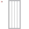 Adiba Solid Wood Internal Door UK Made  DD0106C Clear Glass - Mist Grey Premium Primed - Urban Lite® Bespoke Sizes