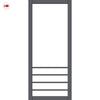 Hirahna Solid Wood Internal Door UK Made  DD0109C Clear Glass - Stormy Grey Premium Primed - Urban Lite® Bespoke Sizes