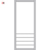 Hirahna Solid Wood Internal Door UK Made  DD0109C Clear Glass - Mist Grey Premium Primed - Urban Lite® Bespoke Sizes
