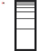 Revella Solid Wood Internal Door Pair UK Made DD0111C Clear Glass - Shadow Black Premium Primed - Urban Lite® Bespoke Sizes