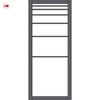 Revella Solid Wood Internal Door UK Made  DD0111C Clear Glass - Stormy Grey Premium Primed - Urban Lite® Bespoke Sizes