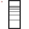 Amoo Solid Wood Internal Door UK Made  DD0112F Frosted Glass - Shadow Black Premium Primed - Urban Lite® Bespoke Sizes