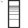 Amoo Solid Wood Internal Door Pair UK Made DD0112C Clear Glass - Shadow Black Premium Primed - Urban Lite® Bespoke Sizes