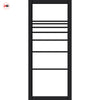 Amoo Solid Wood Internal Door Pair UK Made DD0112F Frosted Glass - Shadow Black Premium Primed - Urban Lite® Bespoke Sizes