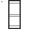 Ebida Solid Wood Internal Door UK Made  DD0113C Clear Glass - Shadow Black Premium Primed - Urban Lite® Bespoke Sizes