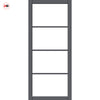 Firena Solid Wood Internal Door Pair UK Made DD0114C Clear Glass - Stormy Grey Premium Primed - Urban Lite® Bespoke Sizes