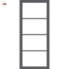 Florence Solid Wood Internal Door Pair UK Made DD0114C Clear Glass - Stormy Grey Premium Primed - Urban Lite® Bespoke Sizes