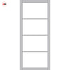 Florence Solid Wood Internal Door Pair UK Made DD0114C Clear Glass - Mist Grey Premium Primed - Urban Lite® Bespoke Sizes