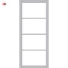 Firena Solid Wood Internal Door UK Made  DD0114C Clear Glass - Mist Grey Premium Primed - Urban Lite® Bespoke Sizes