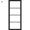 Florence Solid Wood Internal Door UK Made  DD0114F Frosted Glass - Shadow Black Premium Primed - Urban Lite® Bespoke Sizes