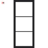 Iretta Solid Wood Internal Door UK Made  DD0115F Frosted Glass - Shadow Black Premium Primed - Urban Lite® Bespoke Sizes