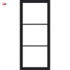 Iretta Solid Wood Internal Door Pair UK Made DD0115C Clear Glass - Shadow Black Premium Primed - Urban Lite® Bespoke Sizes