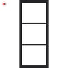 Iretta Solid Wood Internal Door UK Made  DD0115C Clear Glass - Shadow Black Premium Primed - Urban Lite® Bespoke Sizes