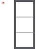 Iretta Solid Wood Internal Door Pair UK Made DD0115C Clear Glass - Stormy Grey Premium Primed - Urban Lite® Bespoke Sizes