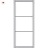 Iretta Solid Wood Internal Door Pair UK Made DD0115C Clear Glass - Mist Grey Premium Primed - Urban Lite® Bespoke Sizes