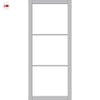 Iretta Solid Wood Internal Door UK Made  DD0115C Clear Glass - Mist Grey Premium Primed - Urban Lite® Bespoke Sizes