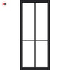 Kora Solid Wood Internal Door UK Made  DD0116F Frosted Glass - Shadow Black Premium Primed - Urban Lite® Bespoke Sizes