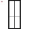 Kora Solid Wood Internal Door Pair UK Made DD0116C Clear Glass - Shadow Black Premium Primed - Urban Lite® Bespoke Sizes