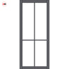 Kora Solid Wood Internal Door UK Made  DD0116F Frosted Glass - Stormy Grey Premium Primed - Urban Lite® Bespoke Sizes