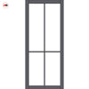 Kora Solid Wood Internal Door Pair UK Made DD0116C Clear Glass - Stormy Grey Premium Primed - Urban Lite® Bespoke Sizes