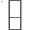 Kora Solid Wood Internal Door Pair UK Made DD0116T Tinted Glass - Stormy Grey Premium Primed - Urban Lite® Bespoke Sizes