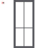 Kora Solid Wood Internal Door UK Made  DD0116C Clear Glass - Stormy Grey Premium Primed - Urban Lite® Bespoke Sizes