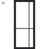 Lerens Solid Wood Internal Door Pair UK Made DD0117C Clear Glass - Shadow Black Premium Primed - Urban Lite® Bespoke Sizes