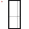 Lerens Solid Wood Internal Door UK Made  DD0117C Clear Glass - Shadow Black Premium Primed - Urban Lite® Bespoke Sizes